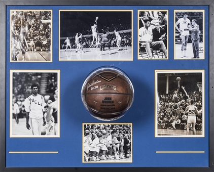 Kareem Abdul-Jabbar & John Wooden Signed Photo, Wooden Signed Basketball & Various UCLA Photos in 42x33 Framed Display (Abdul-Jabbar LOA & JSA)